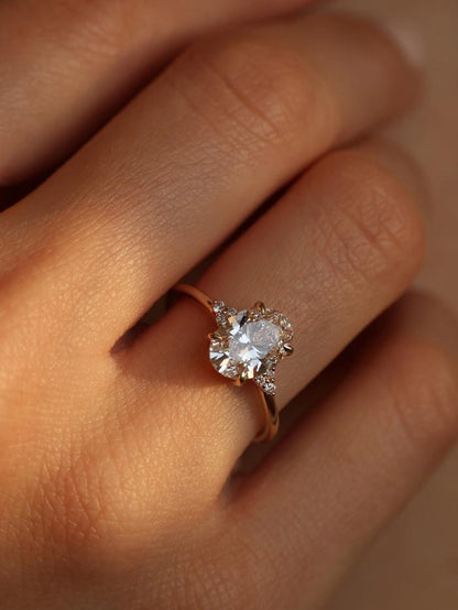 Marquise Cut Cluster Styled Lab Grown Diamond Engagement Ring