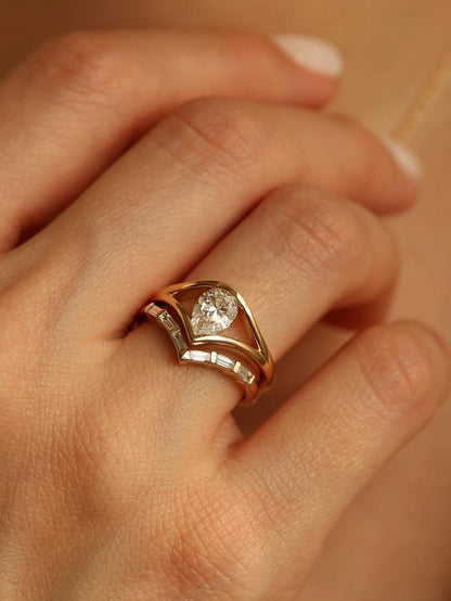 Marquise Cut Cluster Styled Lab Grown Diamond Engagement Ring