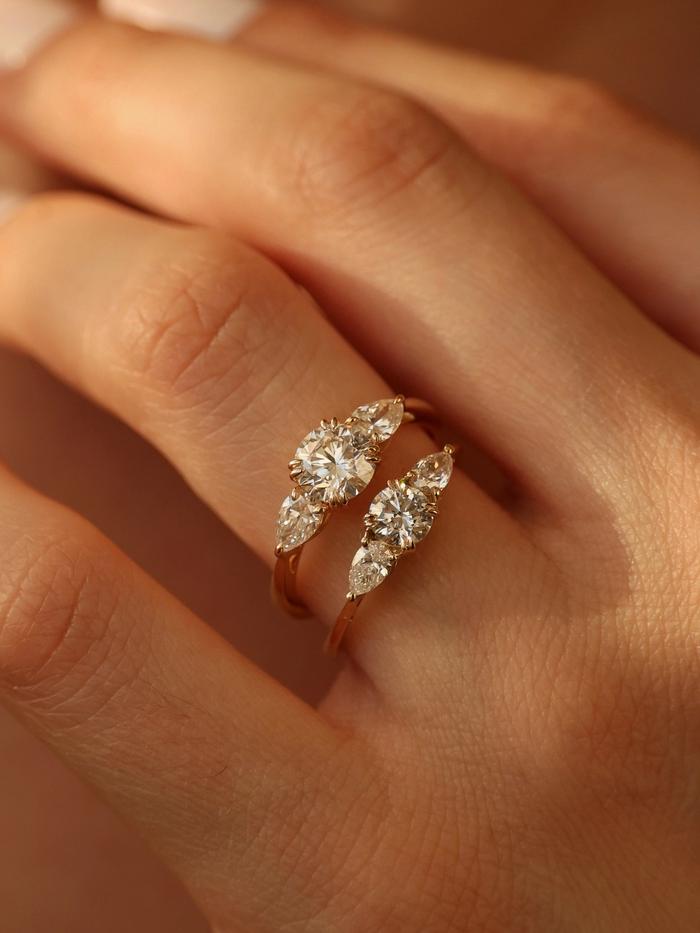 Marquise Cut Cluster Styled Lab Grown Diamond Engagement Ring
