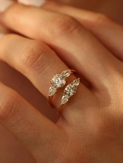 Marquise Cut Cluster Styled Lab Grown Diamond Engagement Ring