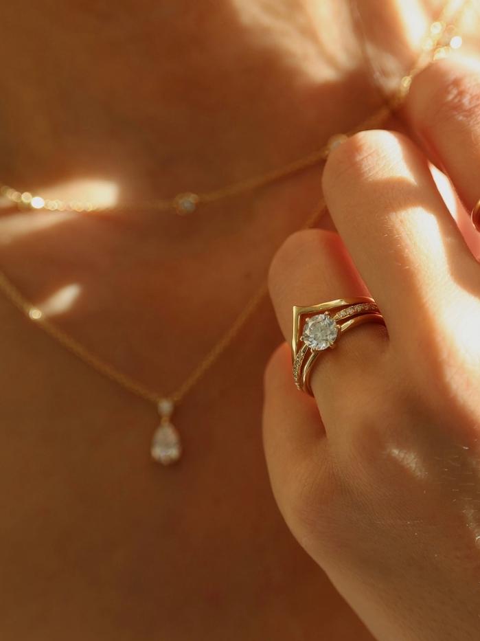 Marquise Cut Cluster Styled Lab Grown Diamond Engagement Ring