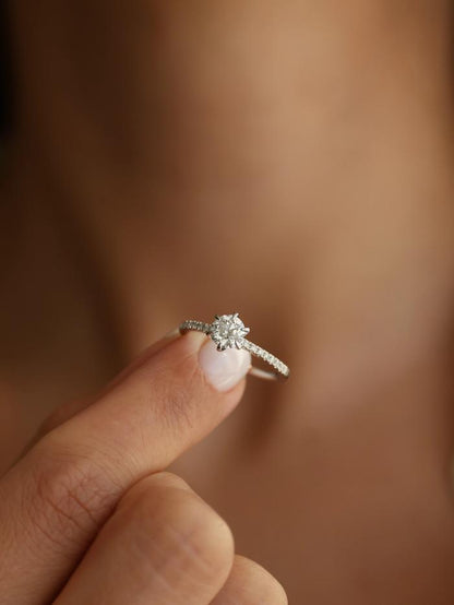 Marquise Cut Cluster Styled Lab Grown Diamond Engagement Ring