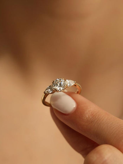 Marquise Cut Cluster Styled Lab Grown Diamond Engagement Ring