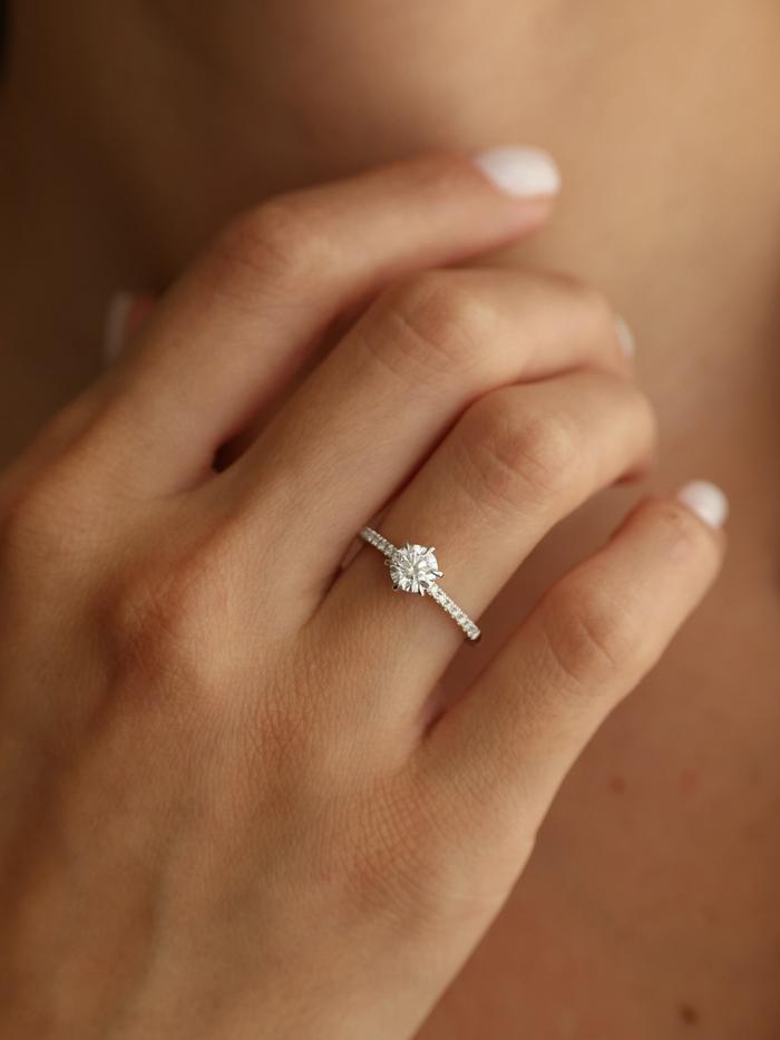 Marquise Cut Cluster Styled Lab Grown Diamond Engagement Ring