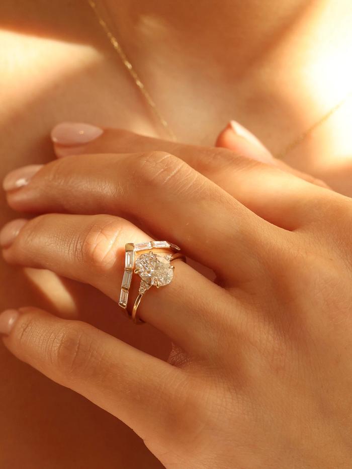 Marquise Cut Cluster Styled Lab Grown Diamond Engagement Ring