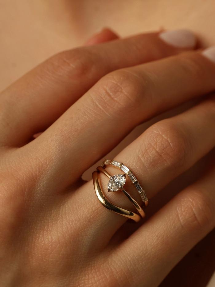 Marquise Cut Cluster Styled Lab Grown Diamond Engagement Ring