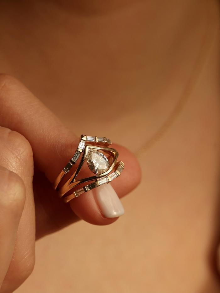 Marquise Cut Cluster Styled Lab Grown Diamond Engagement Ring