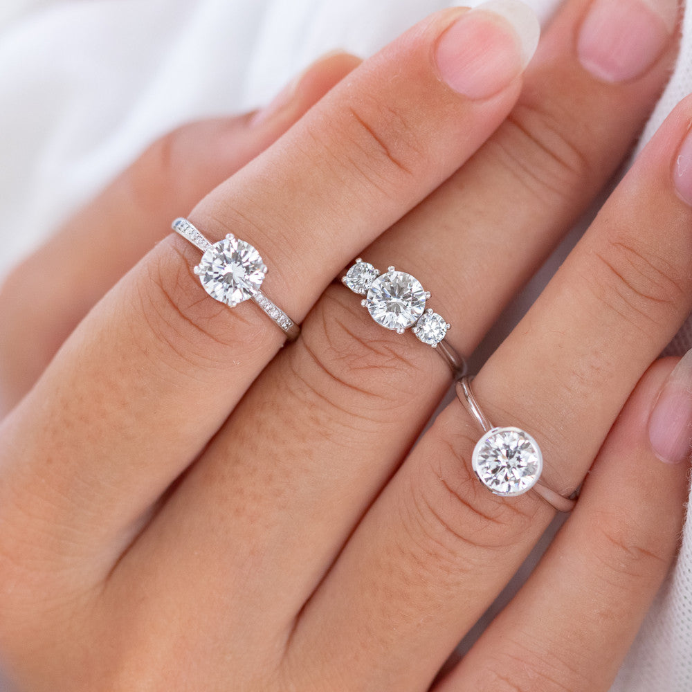 2 CT Round Three Stones Lab Grown Diamond Engagement Ring