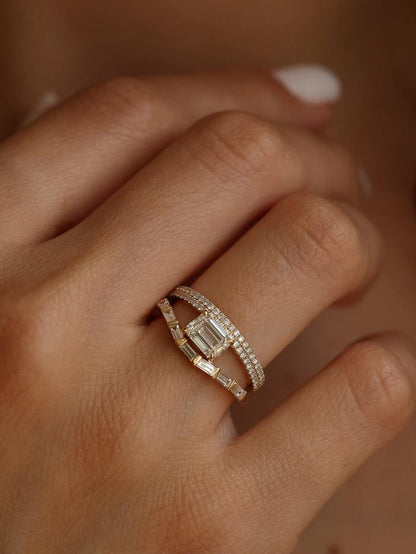 Marquise Cut Cluster Styled Lab Grown Diamond Engagement Ring