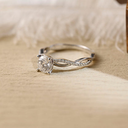 Stunning 2.0 CT Round Moissanite Engagement Ring with Twisted Pave Design 4