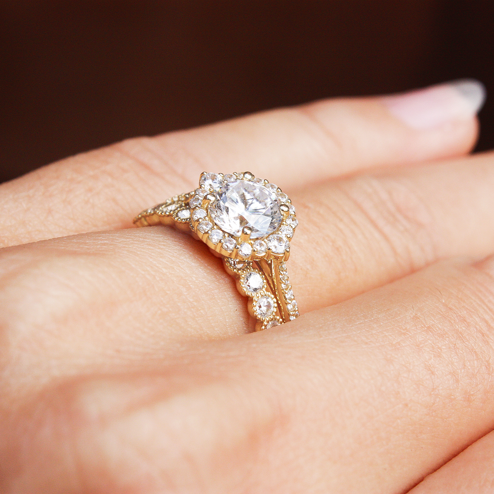 2 CT Round Three Stones Lab Grown Diamond Engagement Ring