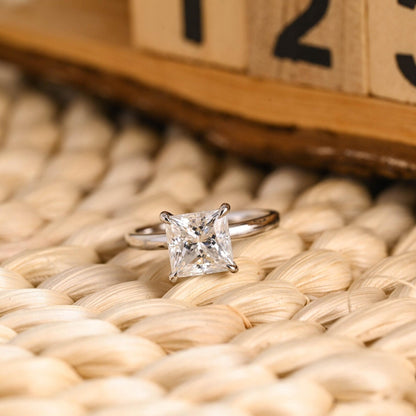 2 CT Princess Cut Hidden Halo Styled Lab Grown Diamond Engagement Ring
