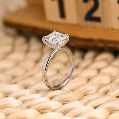 2 CT Princess Cut Hidden Halo Styled Lab Grown Diamond Engagement Ring