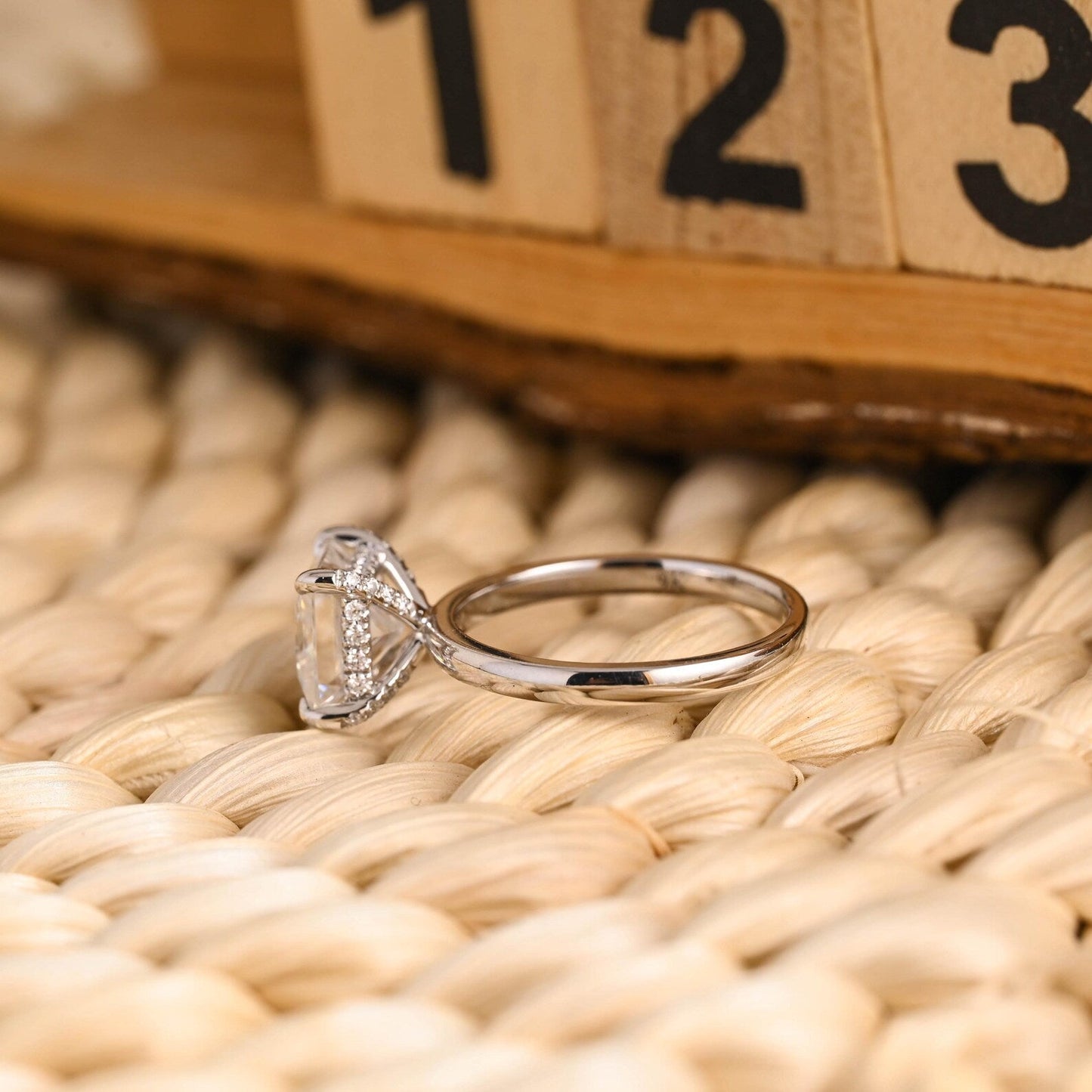 2 CT Princess Cut Hidden Halo Styled Lab Grown Diamond Engagement Ring