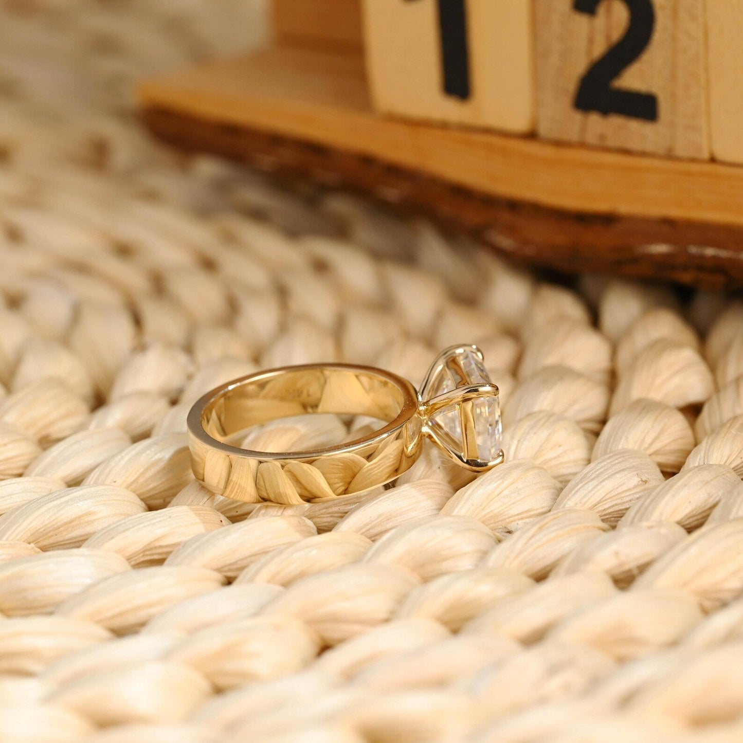 3.5 CT Emerald Cut East West Solitaire Styled Lab Grown Diamond Engagement Ring