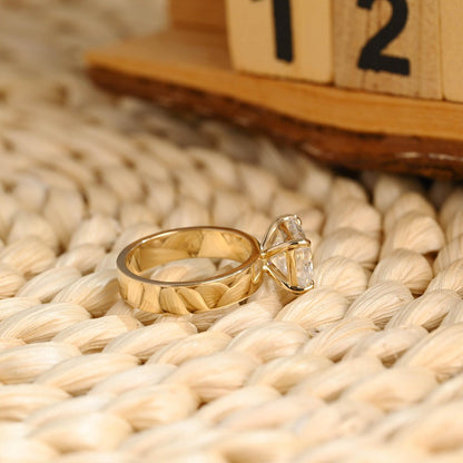 3.5 CT Emerald Cut East West Solitaire Styled Lab Grown Diamond Engagement Ring