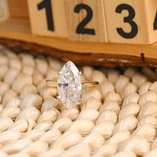 3.5 CT Marquise Cut Solitaire Styled Lab Grown Diamond Engagement Ring