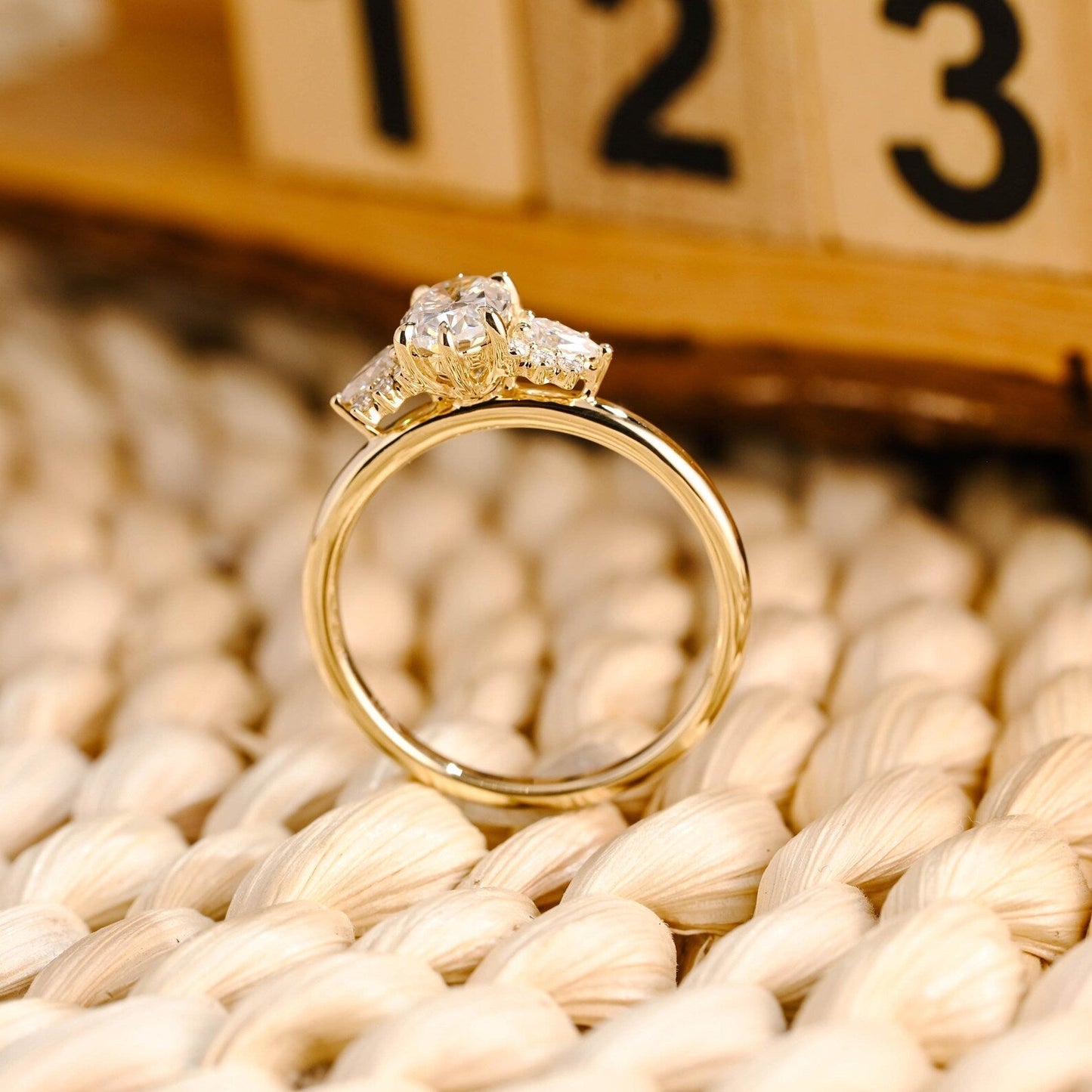 1 CT Oval Cut Cluster Styled Lab Grown Diamond Engagement Ring