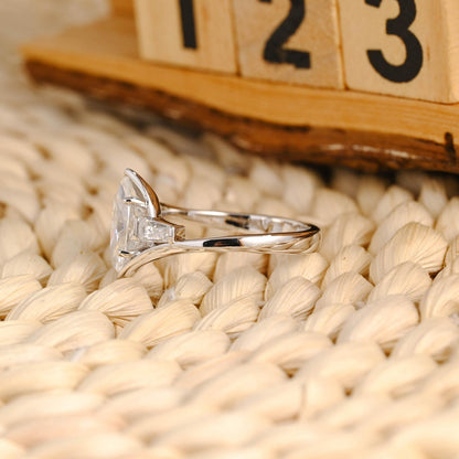 1 CT Marquise Cut 3-Stones Styled Lab Grown Diamond Engagement Ring
