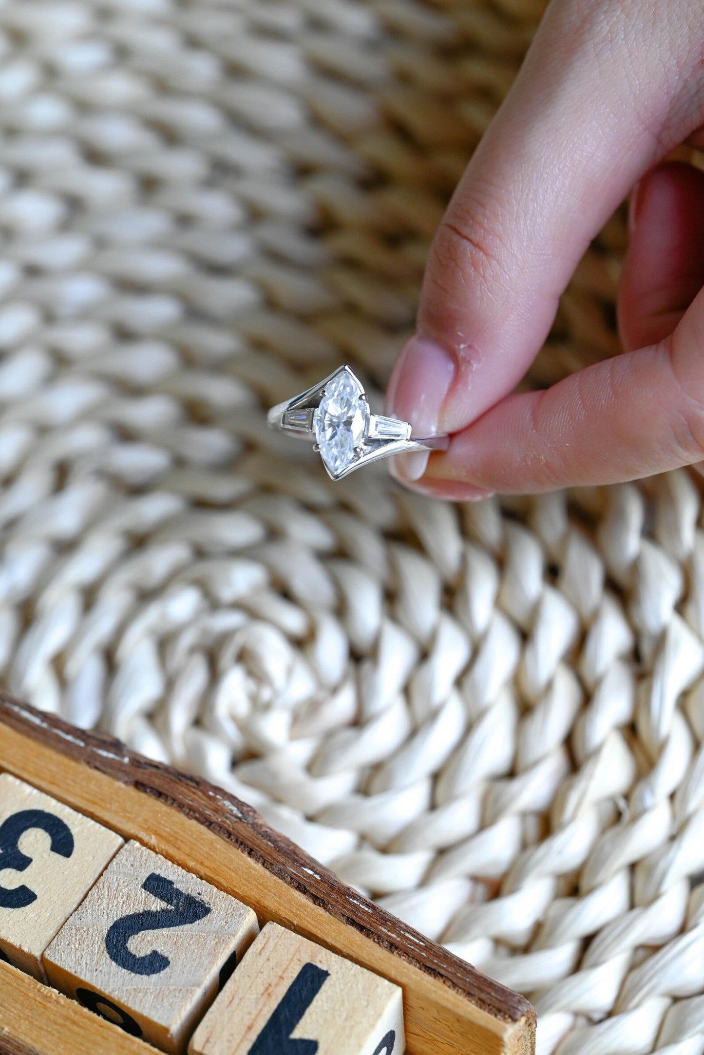 1 CT Marquise Cut 3-Stones Styled Lab Grown Diamond Engagement Ring