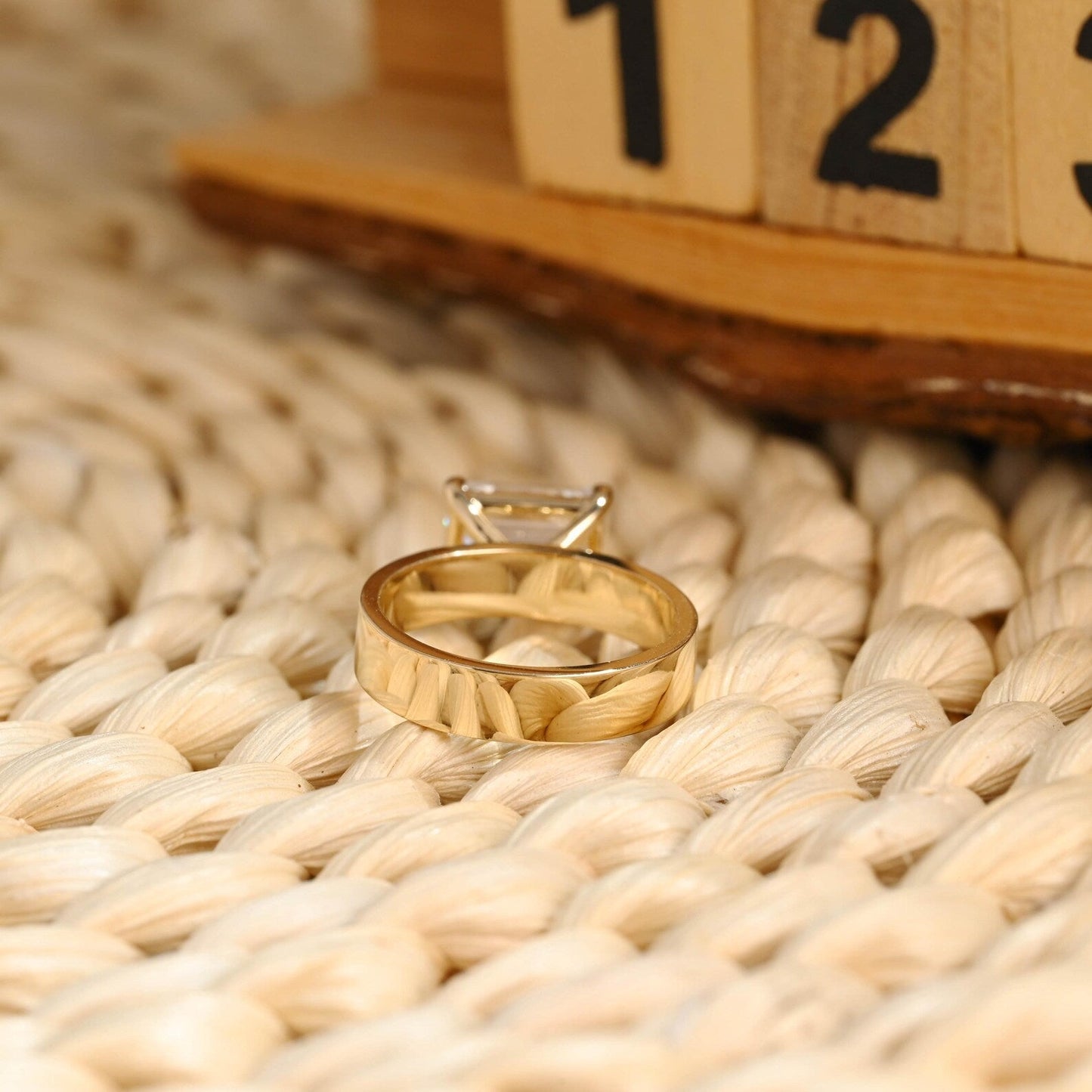 3.5 CT Emerald Cut East West Solitaire Styled Lab Grown Diamond Engagement Ring