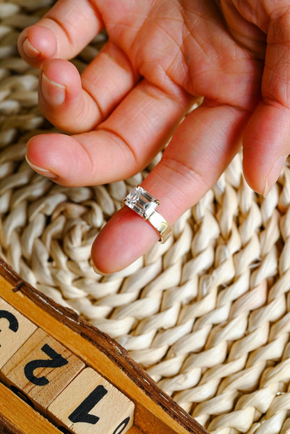 3.5 CT Emerald Cut East West Solitaire Styled Lab Grown Diamond Engagement Ring