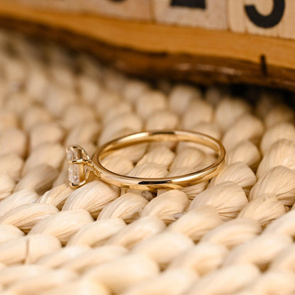 1 CT Emerald Cut East West Solitaire Styled Lab Grown Diamond Engagement Ring