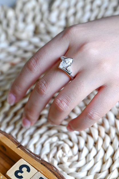 1 CT Marquise Cut 3-Stones Styled Lab Grown Diamond Engagement Ring