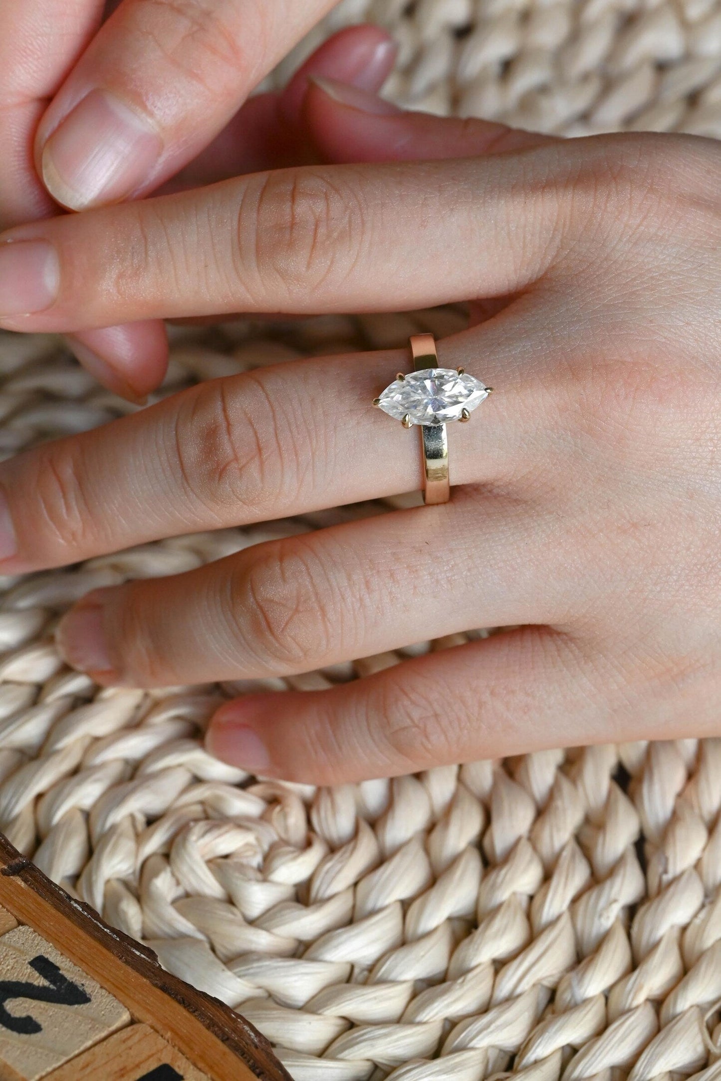 3 CT Marquise Cut Solitaire Styled Lab Grown Diamond Engagement Ring