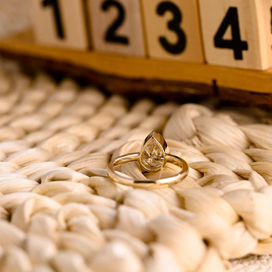 1.25 CT Pear Cut Bezel Solitaire Styled Lab Grown Diamond Engagement Ring