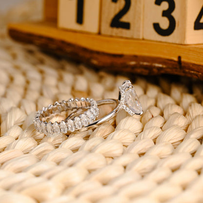 3 CT Radiant Cut Hidden Halo Styled Lab Grown Diamond Bridal Ring Set