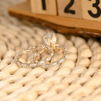 2.5 CT Emerald Cut Pave Styled Lab Grown Diamond Bridal Ring Set