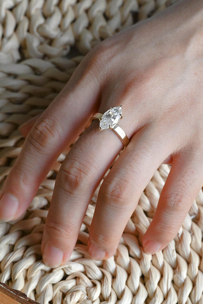 3 CT Marquise Cut Solitaire Styled Lab Grown Diamond Engagement Ring