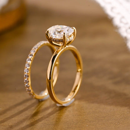 2 CT Oval Cut Hidden Halo Styled Lab Grown Diamond Bridal Ring Set