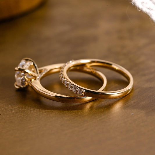 2 CT Cushion Cut Hidden Halo & Cathedral Styled Lab Grown Diamond Bridal Ring Set