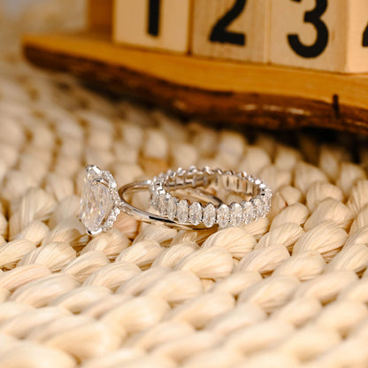 3 CT Radiant Cut Hidden Halo Styled Lab Grown Diamond Bridal Ring Set