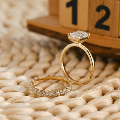2.5 CT Emerald Cut Solitaire Styled Lab Grown Diamond Bridal Ring Set
