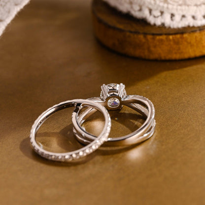 1 CT Round Cut Twisted Pave Styled Lab Grown Diamond Bridal Ring Set