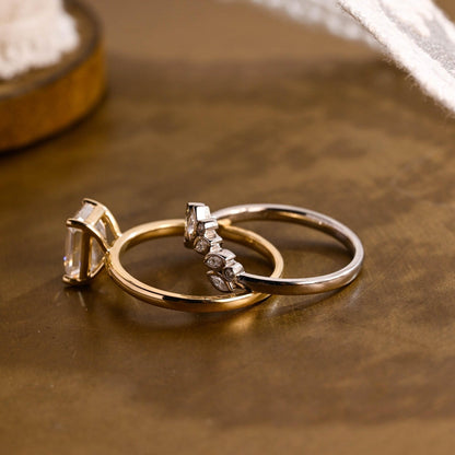 2.5 CT Emerald Cut Solitaire Styled Lab Grown Diamond Bridal Ring Set