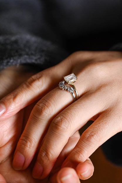2.5 CT Emerald Cut Solitaire Styled Lab Grown Diamond Bridal Ring Set