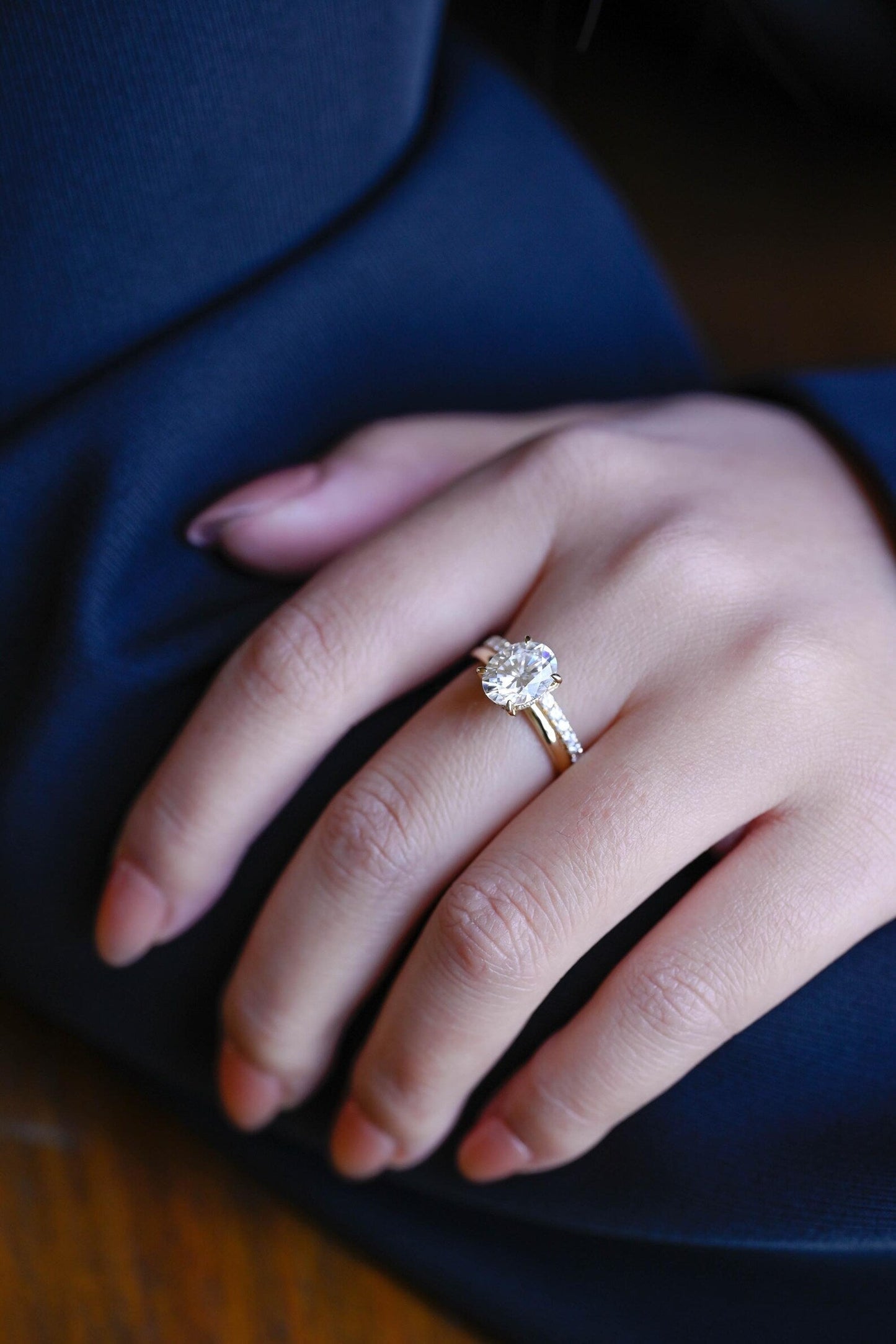 2 CT Oval Cut Hidden Halo Styled Lab Grown Diamond Bridal Ring Set
