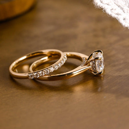 2 CT Cushion Cut Hidden Halo & Cathedral Styled Lab Grown Diamond Bridal Ring Set