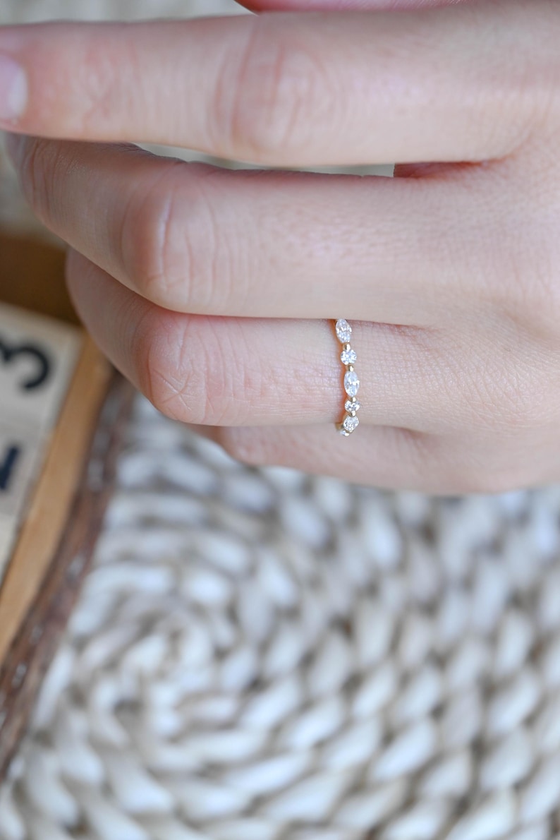 Marquise Cut Cluster Styled Lab Grown Wedding Band