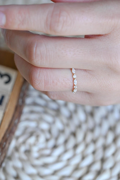 Marquise Cut Cluster Styled Lab Grown Wedding Band