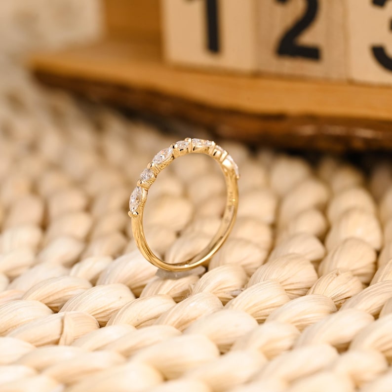 Marquise Cut Cluster Styled Lab Grown Wedding Band