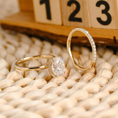 Marquise Cut Cluster Styled Lab Grown Diamond Bridal Ring Set