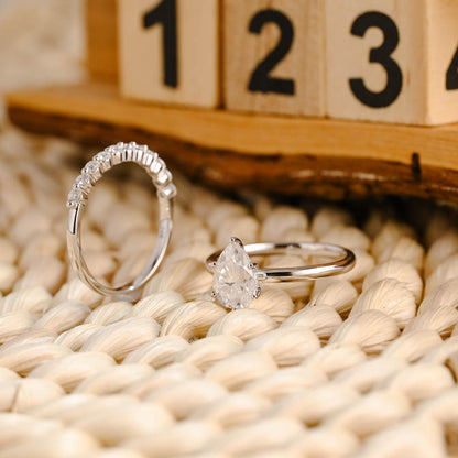 Marquise Cut Cluster Styled Lab Grown Diamond Bridal Ring Set
