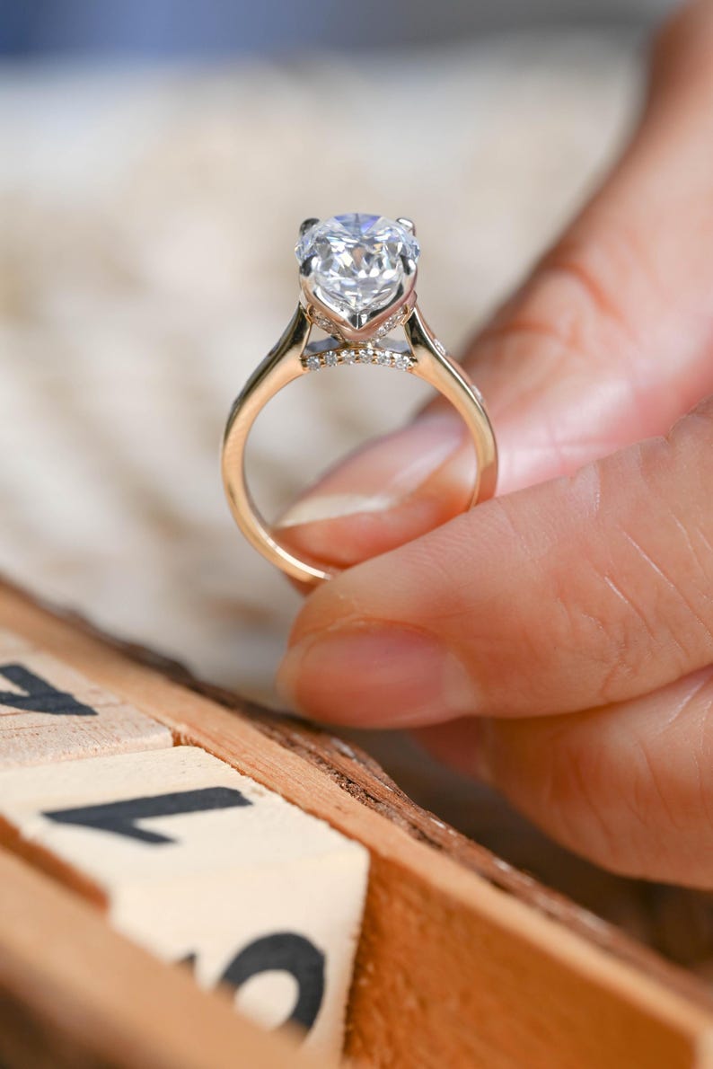 Marquise Cut Cluster Styled Lab Grown Diamond Engagement Ring