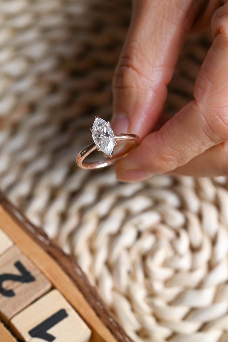 Marquise Cut Cluster Styled Lab Grown Diamond Engagement Ring
