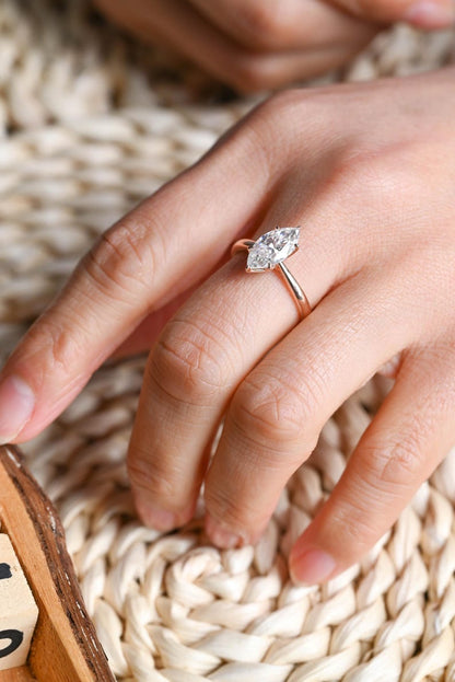 Marquise Cut Cluster Styled Lab Grown Diamond Engagement Ring